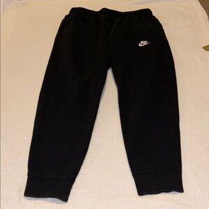 NIKE Men’s Black Club Joggers Large White Swoosh Cotton Blend